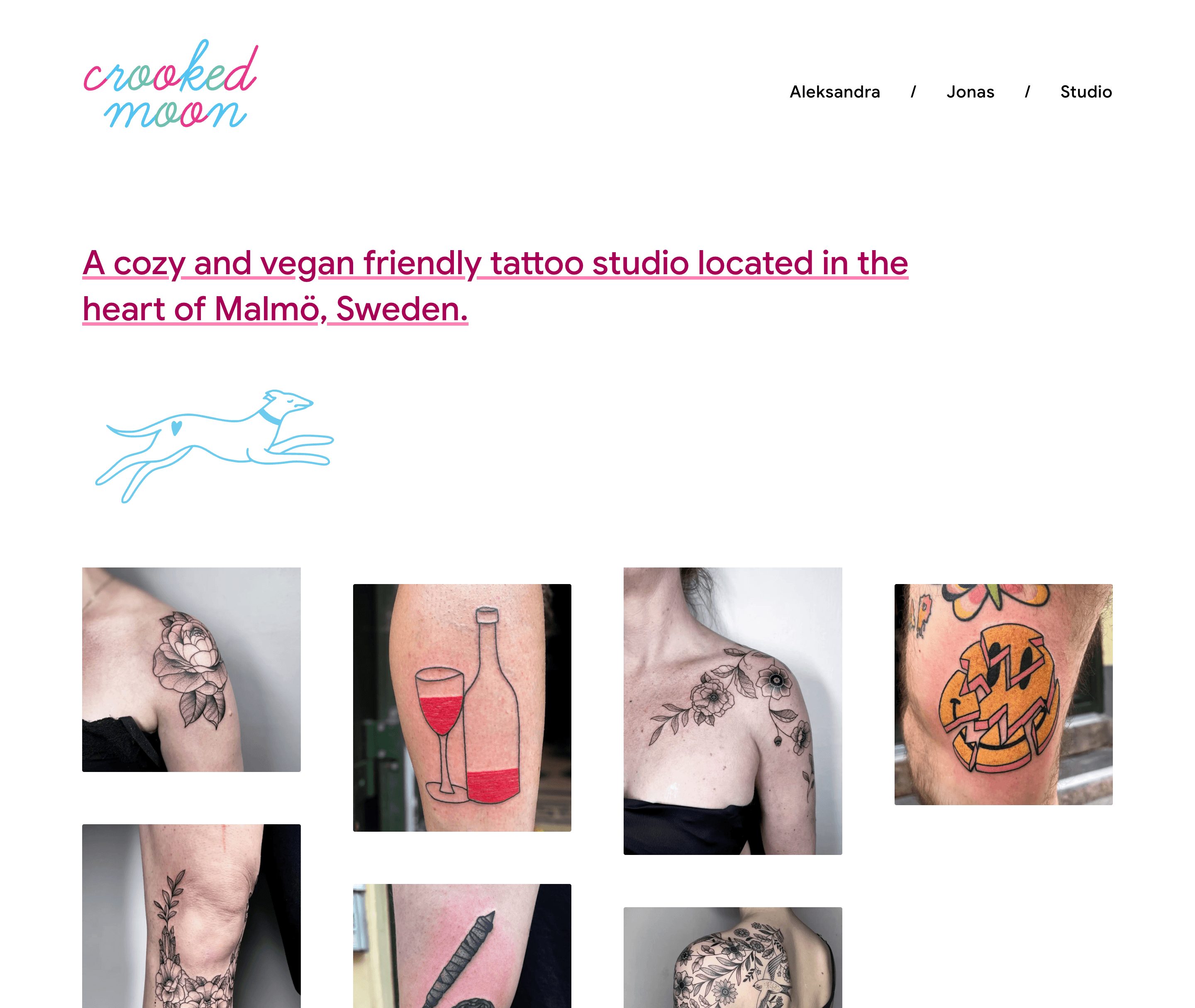 Website preview of the Crooked Moon project